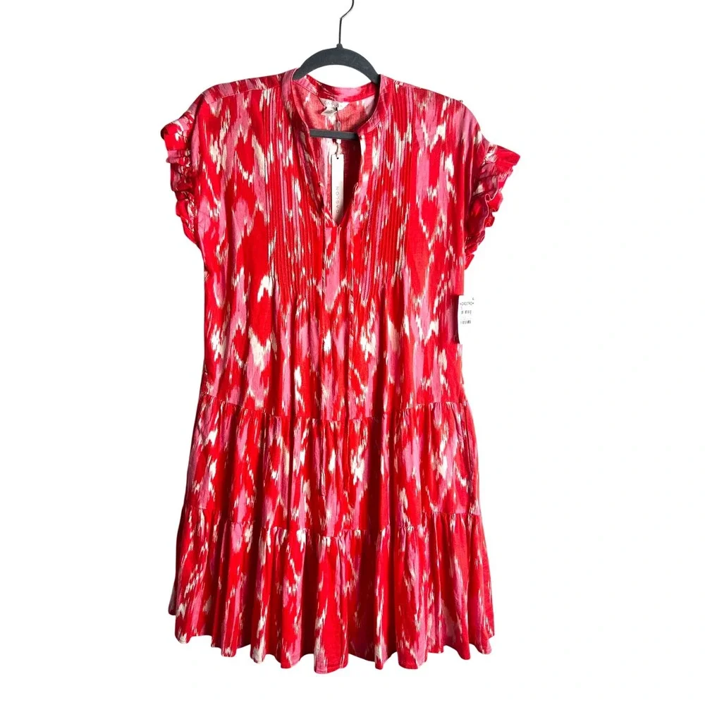 caslon linen dress Caslon Dresses | Caslon Pink Coral Pintuck Detail Tiered Ruffle Dress Size Xs Linen Blend New | Color: Orange/Pink | Size: Xs